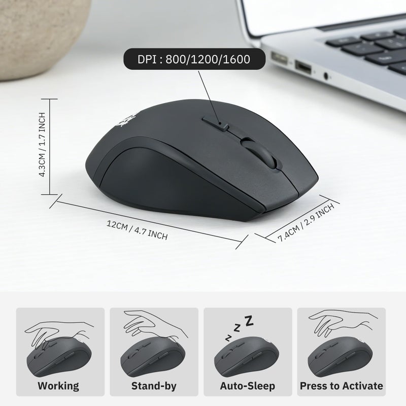 FOPETT Wireless Ergonomic Keyboard for PC, 2.4G Full Size Wireless Keyboard and Mouse Combo, Comfortable Natural Split Keyboard Mouse for Windows Computer Desktop Laptop - Image 3
