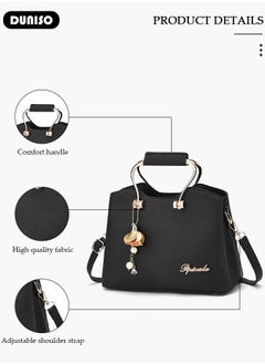 DUNISO Women's Fashion Handbag Faux Leather Crossbody Bag For Women Large Capacity Bow Trim Tote Bags Top Handle Satchel Fashionable Travel Shoulder Bag For Ladies  - Image 2