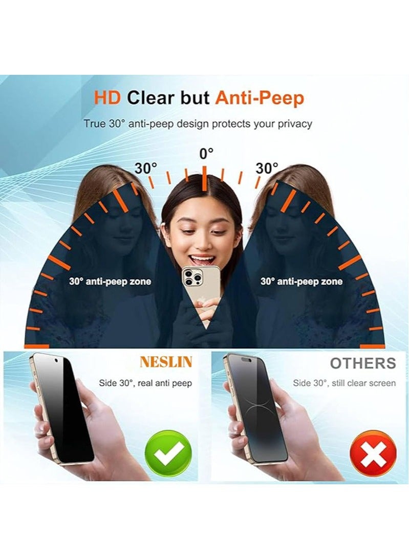 آرمور لاصقة حماية للشاشة للحفاظ على الخصوصية مضادة للتجسس من الزجاج المقوى لهاتف أبل آيفون 15 برو أسود - Image 2