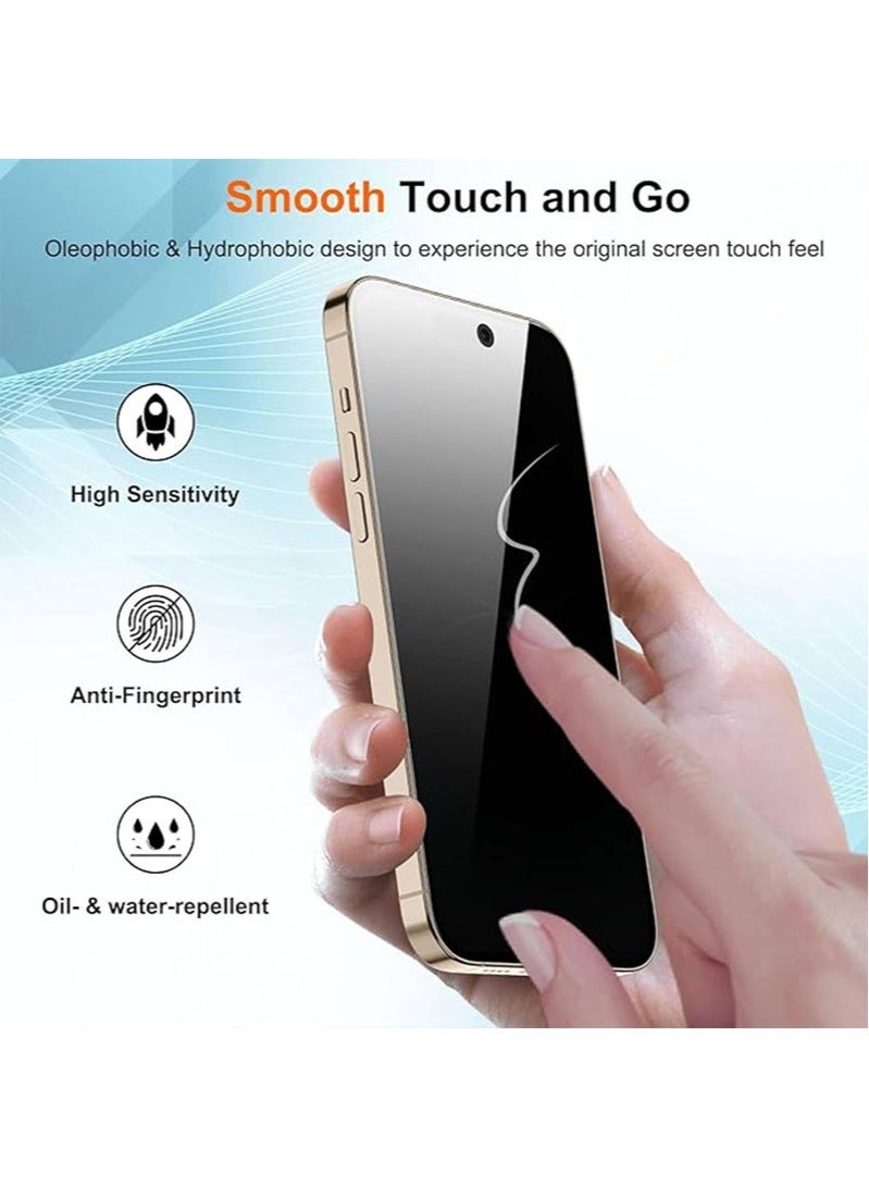 آرمور لاصقة حماية للشاشة للحفاظ على الخصوصية مضادة للتجسس من الزجاج المقوى لهاتف أبل آيفون 15 برو أسود - Image 3