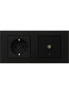 Ovivo Grano Black Set of 2 Grounded Socket and F Connector Satellite Socket Set 