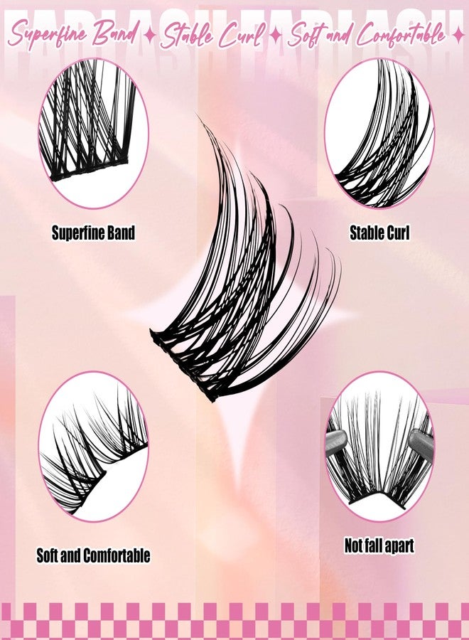 FADLASH Lash Clusters Wispy Eyelash Clusters D Curl 8-16mm Cluster Eyelash Extensions 168Pcs Individual Natural Lashes with Black Thin Band Soft and Reusable (GS49, 8-16mm) - Image 3
