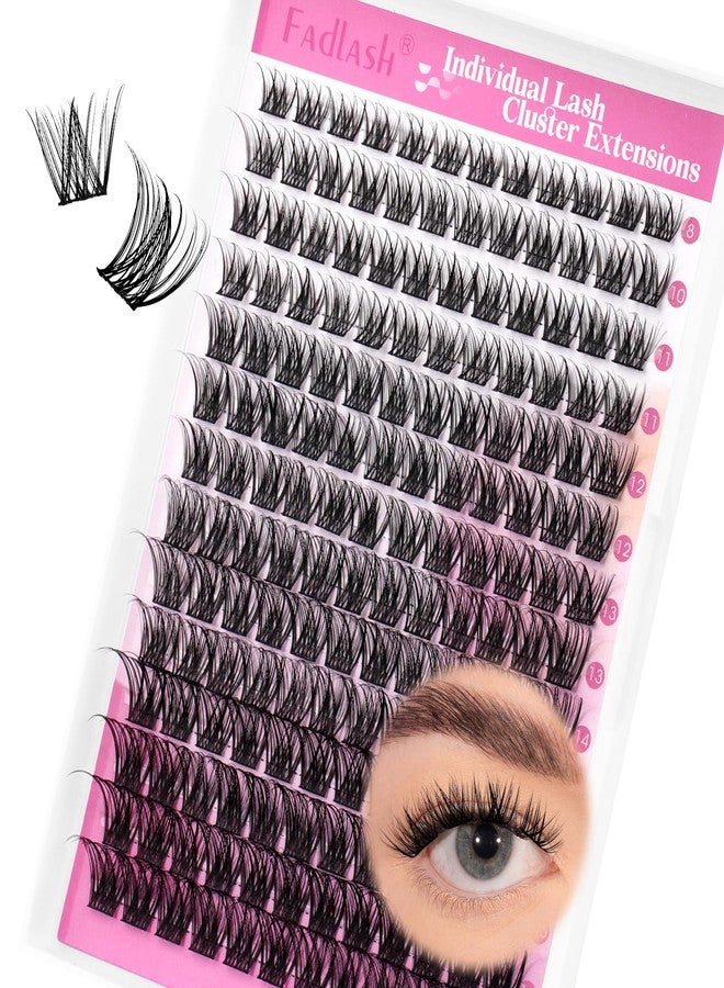 FADLASH Lash Clusters Wispy Eyelash Clusters D Curl 8-16mm Cluster Eyelash Extensions 168Pcs Individual Natural Lashes with Black Thin Band Soft and Reusable (GS49, 8-16mm) - Image 1