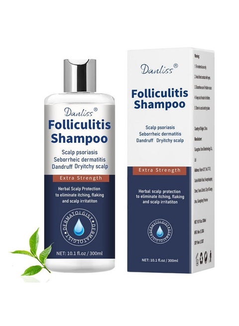 Folliculitis Treatment Shampoo With Formula for Prone to Folliculitis,Seborrheic Dermatitis,For Normal to Oily Scalp Relieves Itchy & Dry Scalp, Dandruff - 10.1 Oz