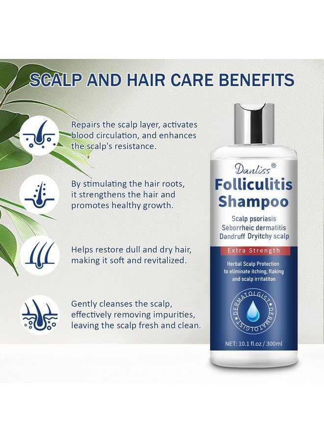 Folliculitis Treatment Shampoo With Formula for Prone to Folliculitis,Seborrheic Dermatitis,For Normal to Oily Scalp Relieves Itchy & Dry Scalp, Dandruff - 10.1 Oz