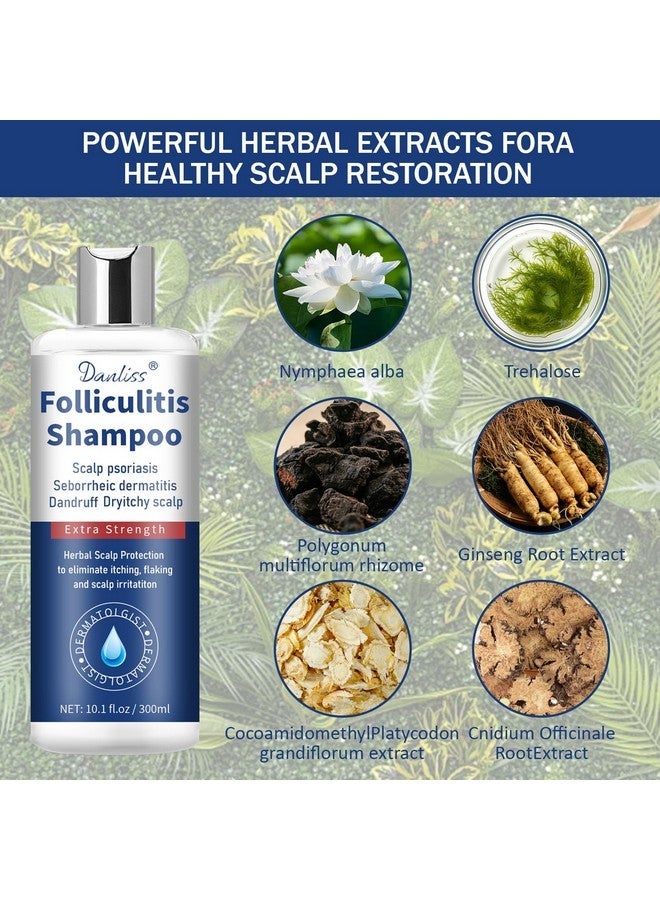 Folliculitis Treatment Shampoo With Formula for Prone to Folliculitis,Seborrheic Dermatitis,For Normal to Oily Scalp Relieves Itchy & Dry Scalp, Dandruff - 10.1 Oz