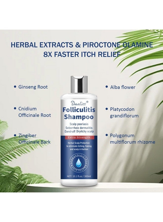 Folliculitis Treatment Shampoo With Formula for Prone to Folliculitis,Seborrheic Dermatitis,For Normal to Oily Scalp Relieves Itchy & Dry Scalp, Dandruff - 10.1 Oz