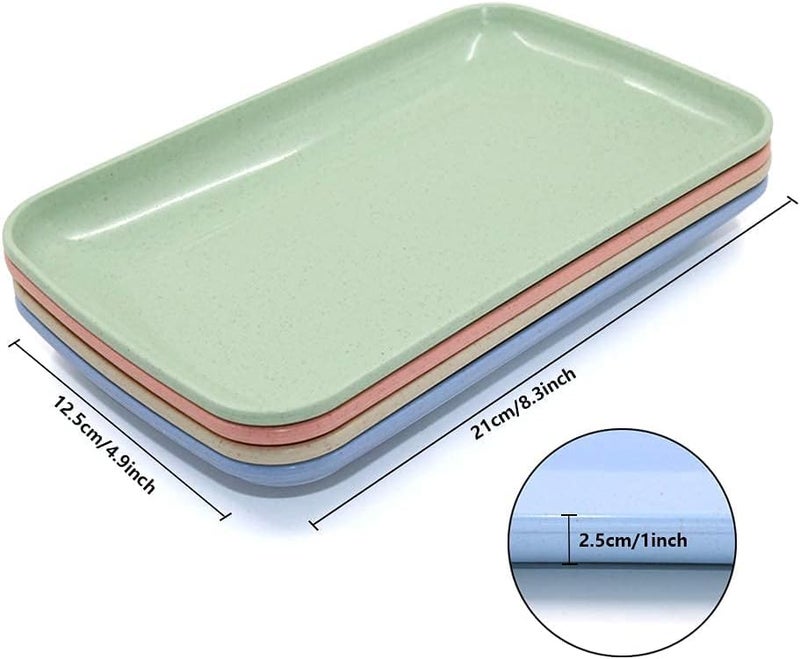 RoarCraft Small Rectangular Dinner Plates, 8.3" x 4.9" Unbreakable Wheat Straw Plates, Reusable Durable Lightweight Salad Plate for Fruits, Snack, Pasta, Cake, Dessert, Dishes (Blue, Pack of 2) - Image 2