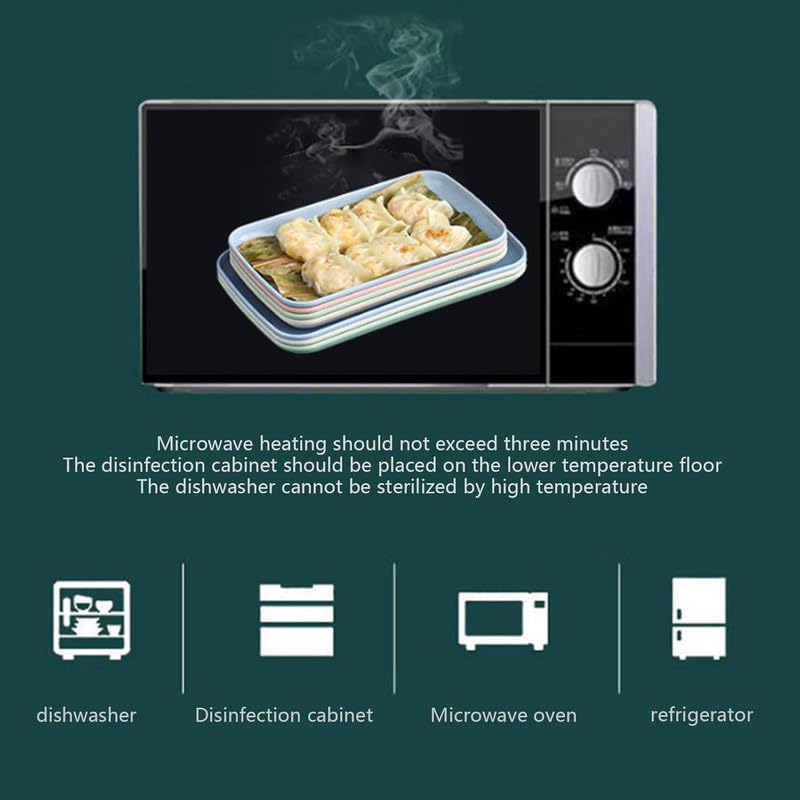 RoarCraft Small Rectangular Dinner Plates, 8.3" x 4.9" Unbreakable Wheat Straw Plates, Reusable Durable Lightweight Salad Plate for Fruits, Snack, Pasta, Cake, Dessert, Dishes (Blue, Pack of 2) - Image 5