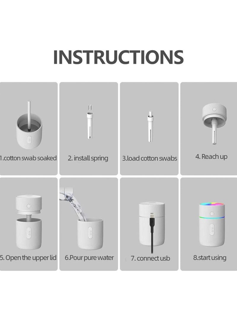 HomarKet - USB Charging Portable Air Humidifier With LED Night Lamp 220ml White - Image 1