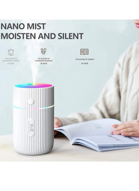 USB Charging Portable Air Humidifier With LED Night Lamp 220ml White
