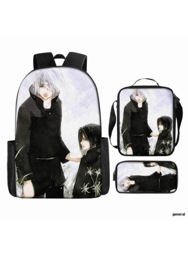 general Cartoon printed backpack + hand-held + pen bag set, three-piece practical bag combination (students, children, friends' outings, mountain climbing sports, etc. can be used) - 115 - Image 1