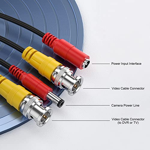 WILDHD 200ft Bnc Cable All-in-One Siamese Video and Power Security Camera Cable, Extension Wire Cord with 2 Female Connectors for All Max 5MP HD CCTV DVR Surveillance System (200ft Cable, Black) - Image 2