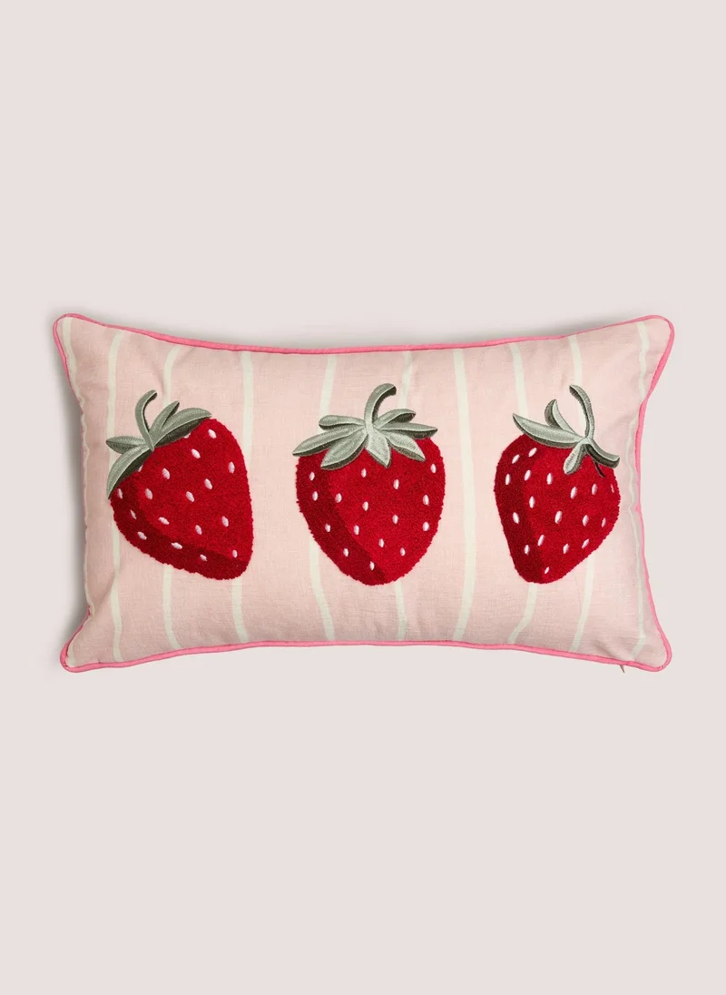 ماتلان Pink Strawberry Embroidered Scallop Cushion