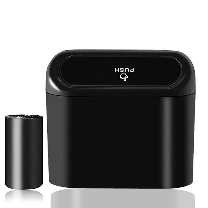 SGLRT Car Trash Can Bin with Lid - Universal Vehicle Mini Leakproof Garbage Can Bin with 20pcs Trash Bags Can Organizer Storage for Front Back Seat Accessories for Auto Office Bedroom Home(Black) - Image 1