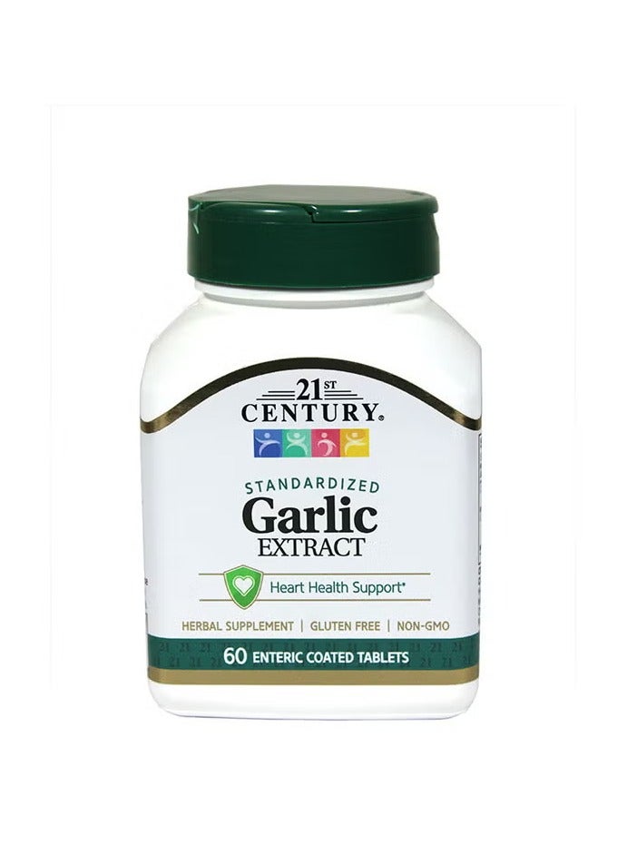 القرن الحادي والعشرون مستخلص الثوم، نسب موحدة، 60 قرص مغلف معوي - Image 1