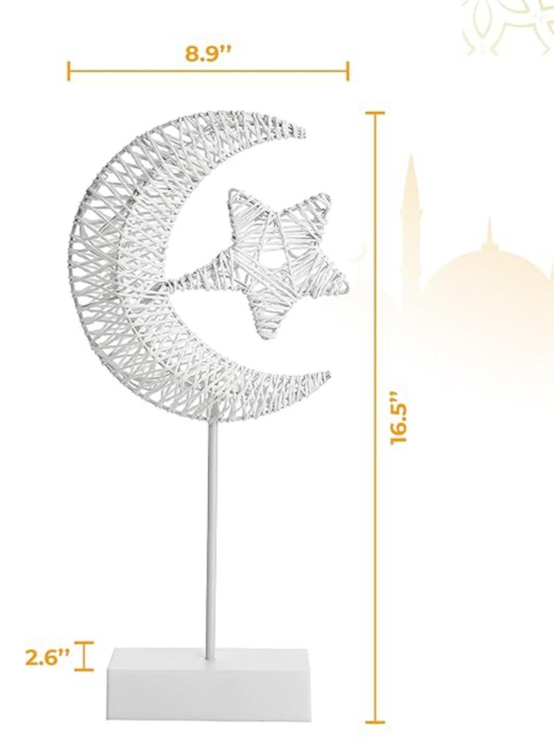 مخطوطات أضواء زينة رمضان للمنزل، مصباح قمر على شكل نجمة يعمل بالبطارية لديكور رمضان، ديكور غرفة النوم بجانب السرير وغرفة المعيشة، ديكورات طاولات المكتب، هدايا رمضان  - Image 2