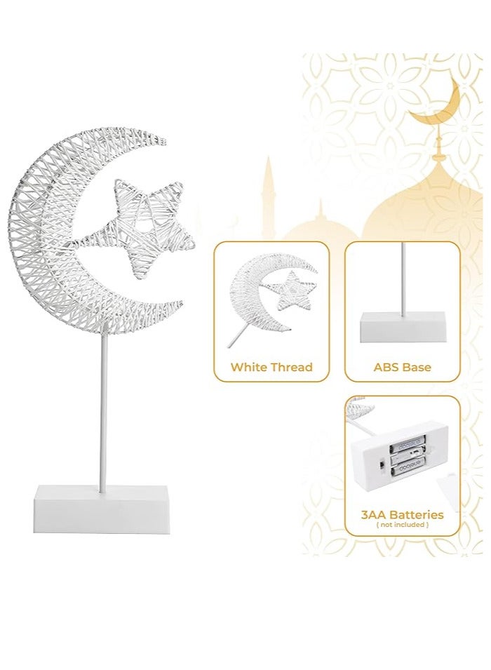مخطوطات أضواء زينة رمضان للمنزل، مصباح قمر على شكل نجمة يعمل بالبطارية لديكور رمضان، ديكور غرفة النوم بجانب السرير وغرفة المعيشة، ديكورات طاولات المكتب، هدايا رمضان  - Image 3