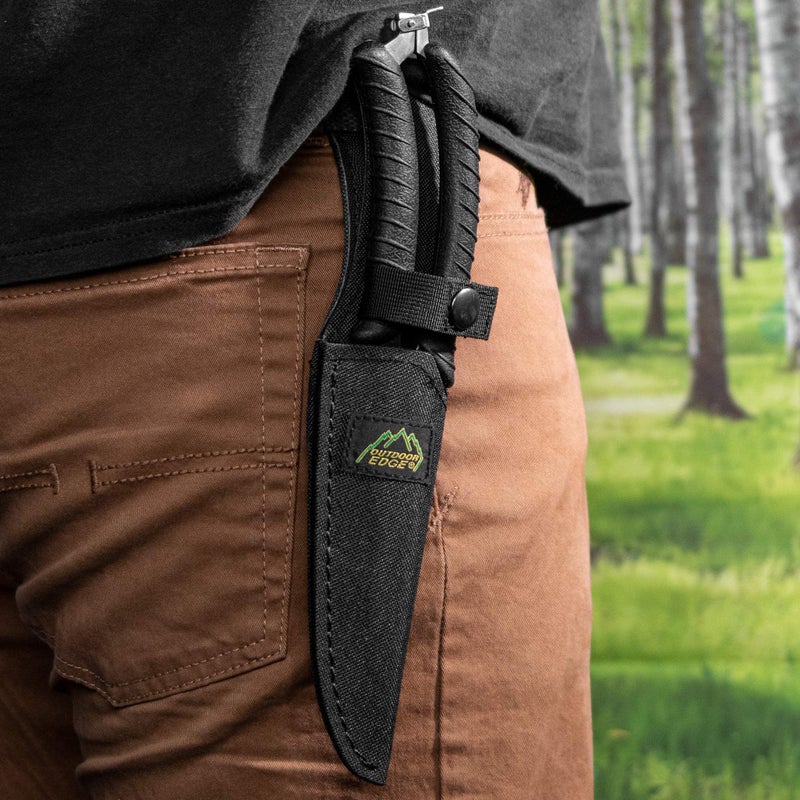 Outdoor Edge Game Shears - Spring Loaded with Serrated Edge and Bone-Breaking Notch for Quartering Birds, Small Game, and Fish with Nylon Belt Sheath - Image 3