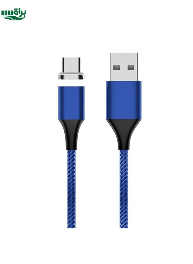 BURAQ M11 5A USB to USB-C / Type-C Nylon Braided Magnetic Data Cable, Cable Length: 2m (Blue)  - Image 1