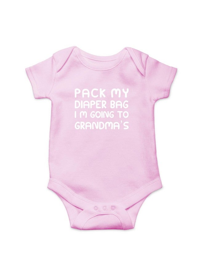 CBTwear Pack My Diaper Bag, I'm Going To Grandma's House Baby Bodysuit - Cute Newborn Unisex Clothing (12 Months, Pink) - Image 1
