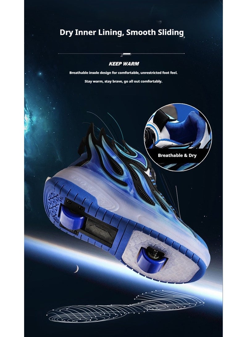 TNGames Roller Shoes Kids Black Red Flame LED Wheel Shoes Heelys Style - Perfect Birthday Gift（Sizes 32） - Image 5