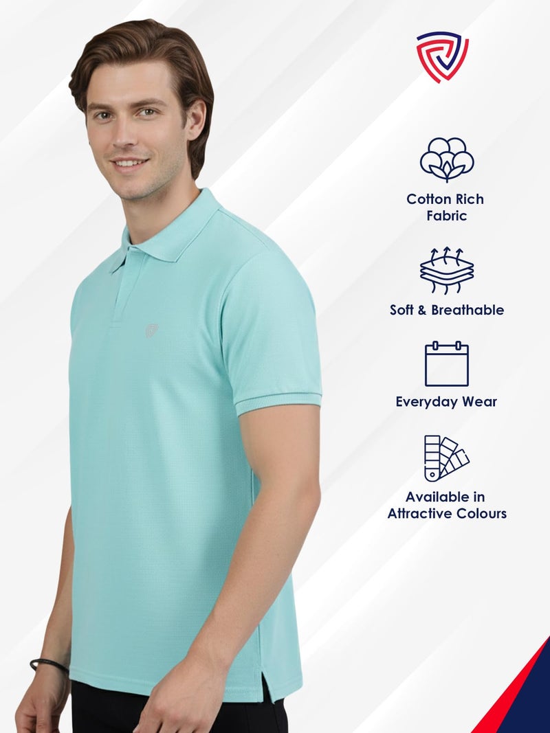 Lux Cozi Men's Pack of 1 Pale Green Regular Fit Polo Neck Half Sleeve Solid Casual T-Shirt_COZI_2121_POOLBU_4XL_1PC - Image 3