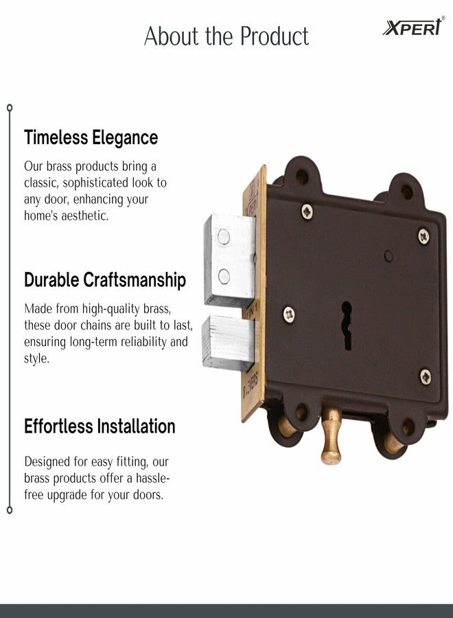 Xpert Door Lock Guard C.P 125 MM Chrome Finished Main Door Lock-Solid MS Latch & Link 3 Keys Heavy Brass Plated Duty Body Corrosion Free, Extra Protection, Both Side Key Opening Dual Safety 8 Levers - Image 3