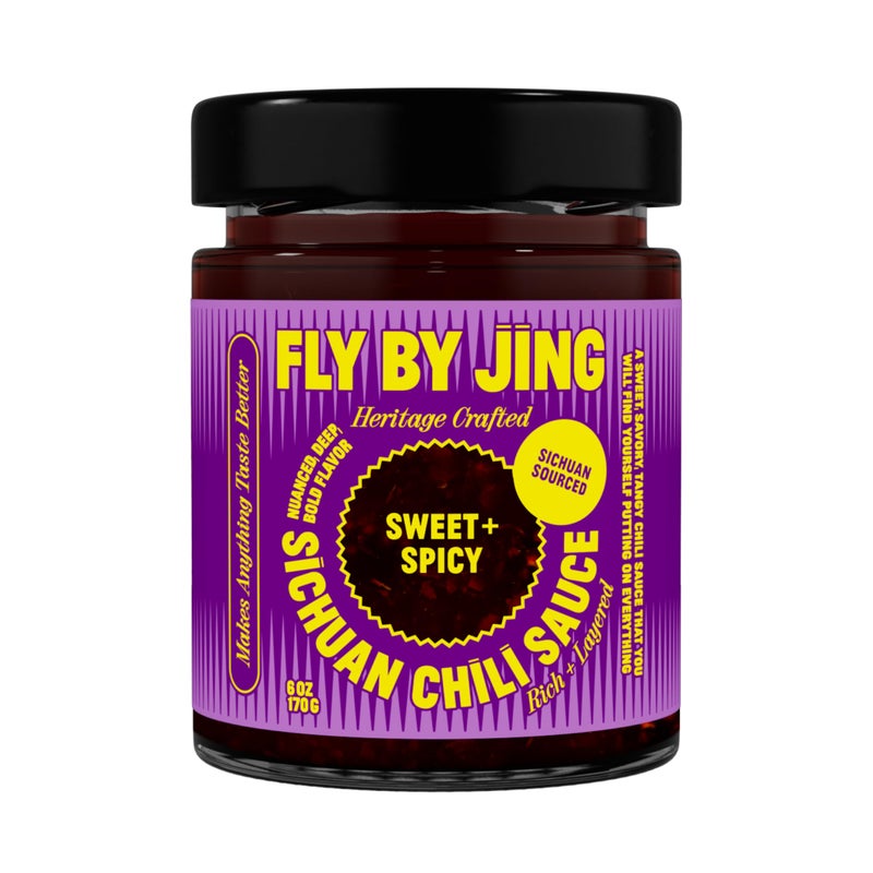 FLYBYJING Sweet + Spicy Sichuan Chili Sauce: Perfect for Noodles, Proteins, Veggies, Fish, Dumplings and Everything Else - Hot Sauce, Marinade and Glaze made w/Premium Chilis - Vegan, 6oz (Pack of 1) - Image 1