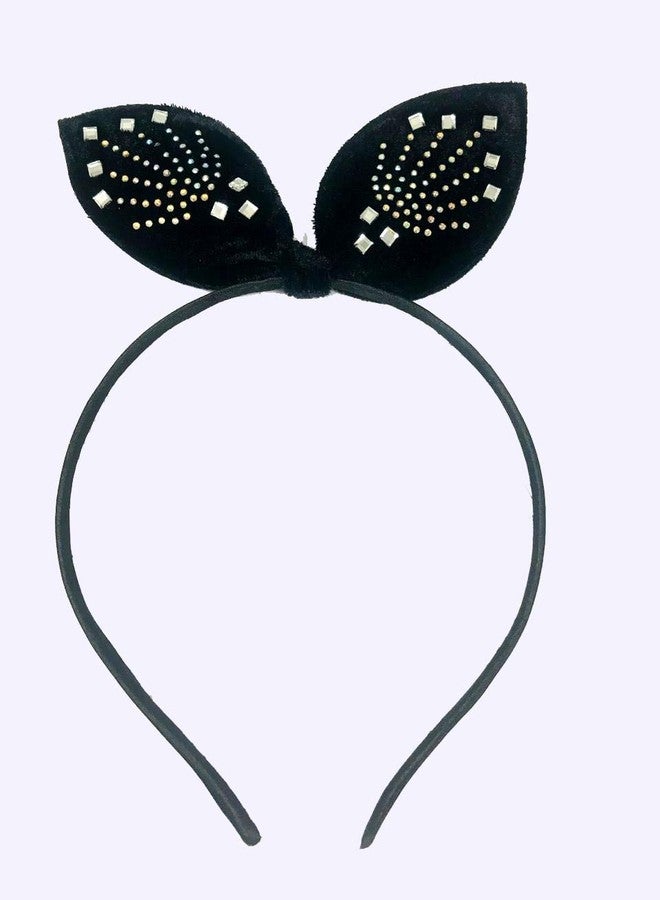 Evisha 6 pcs Fancy Velvet Bow Shape Shinny Hair Head Bands (Assorted Colour) - Image 4