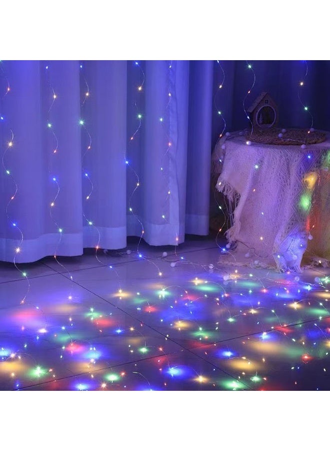 HYH Colorful LED Curtain String Lights 3x3M, USB Powered with Remote & Hooks, Multicolor Fairy Lights for Bedroom, Party & Live Background DecorPerfect for bedrooms, living rooms, parties, birthdays, weddings, festivals, and live stream backgrounds, adding a playful touch to any space - Image 2