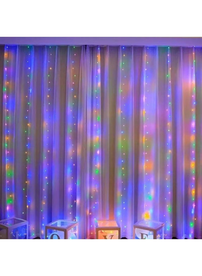 HYH Colorful LED Curtain String Lights 3x3M, USB Powered with Remote & Hooks, Multicolor Fairy Lights for Bedroom, Party & Live Background DecorPerfect for bedrooms, living rooms, parties, birthdays, weddings, festivals, and live stream backgrounds, adding a playful touch to any space - Image 3