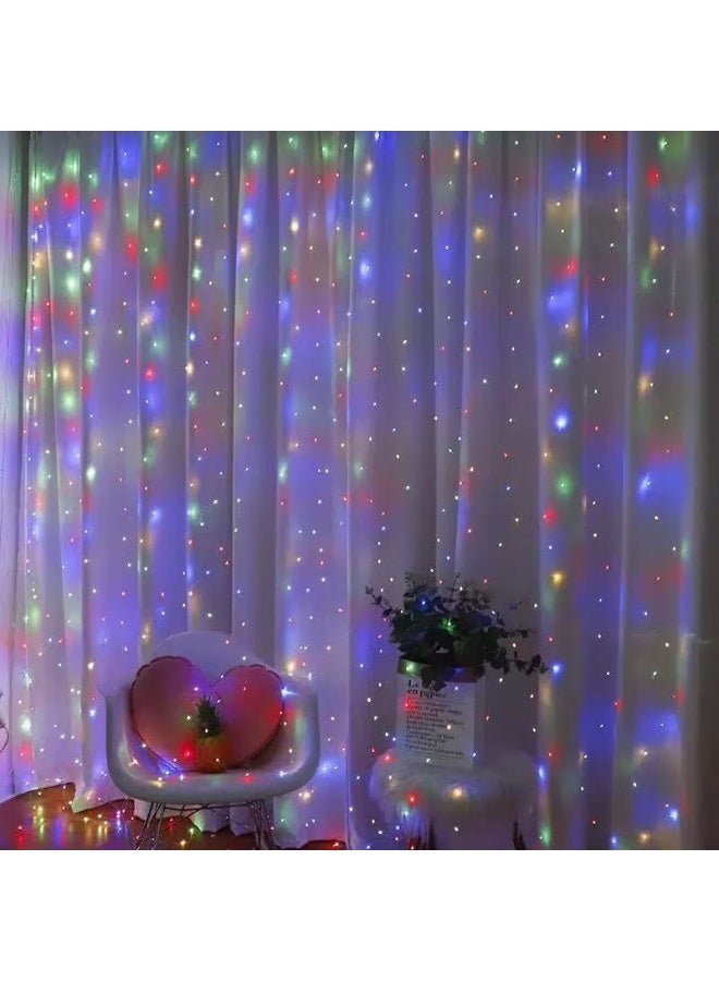 HYH Colorful LED Curtain String Lights 3x3M, USB Powered with Remote & Hooks, Multicolor Fairy Lights for Bedroom, Party & Live Background DecorPerfect for bedrooms, living rooms, parties, birthdays, weddings, festivals, and live stream backgrounds, adding a playful touch to any space - Image 4