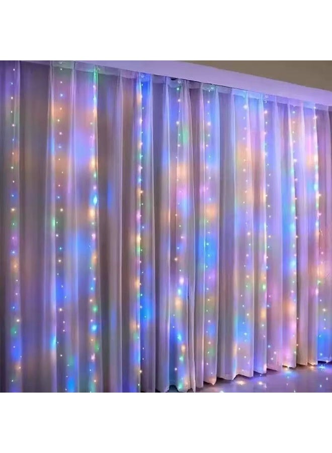 HYH Colorful LED Curtain String Lights 3x3M, USB Powered with Remote & Hooks, Multicolor Fairy Lights for Bedroom, Party & Live Background DecorPerfect for bedrooms, living rooms, parties, birthdays, weddings, festivals, and live stream backgrounds, adding a playful touch to any space - Image 5