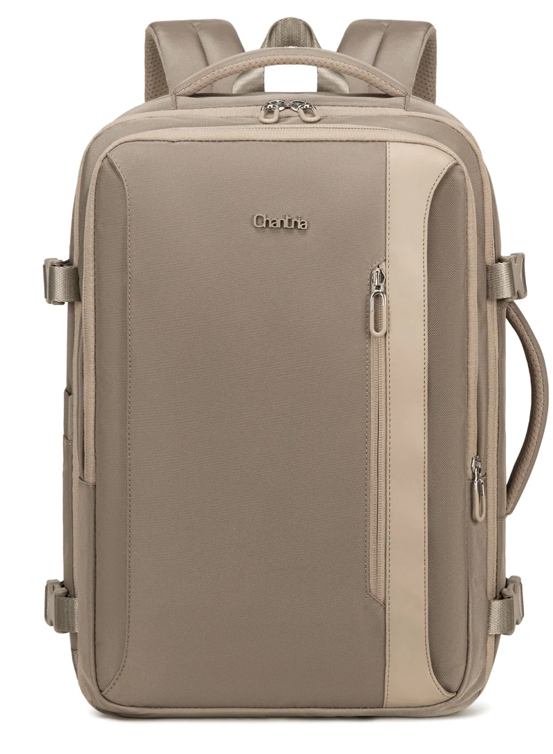 Expandable Laptop Backpack for Women Water Resistant Multifunctional Anti-Theft Backpack with 180° Opening and Water-Proof Compartment, CB00617- Khaki