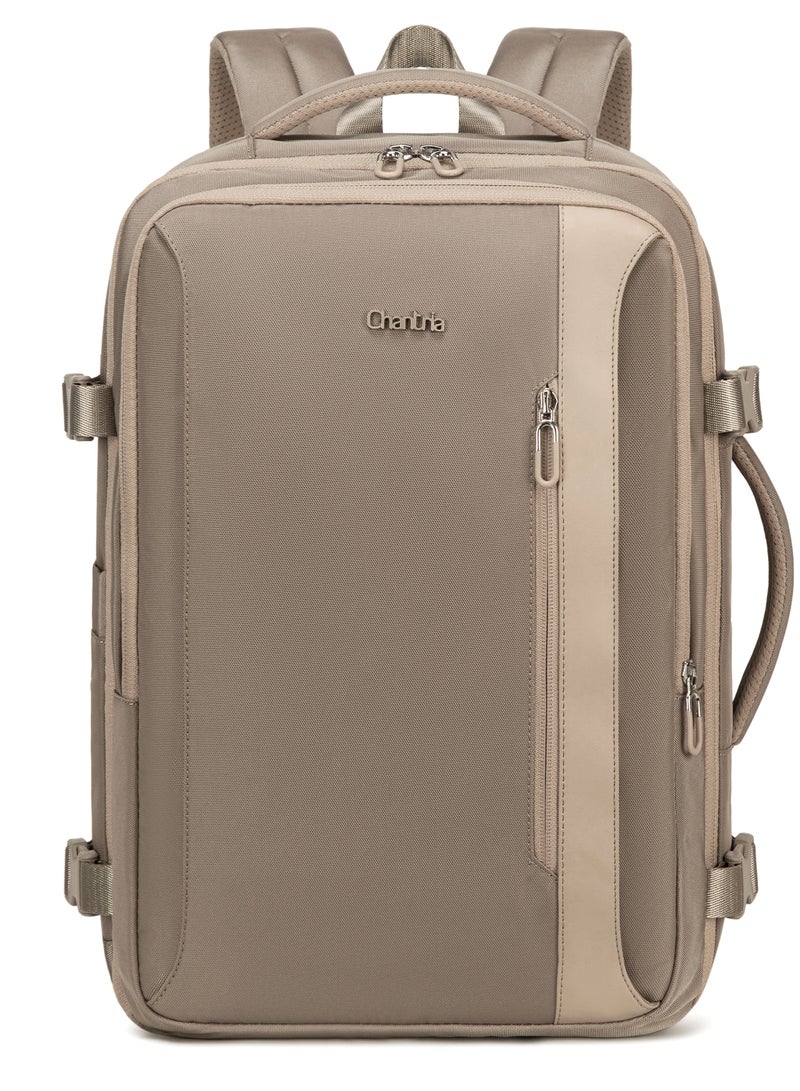 شانتريا حقيبة ظهر لاب توب قابلة للتوسيع للنساء مقاومة للماء متعددة الوظائف مضادة للسرقة بفتحة  درجة وجيب مقاوم للماء - كاكي - Image 1