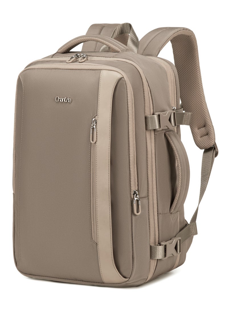 شانتريا حقيبة ظهر لاب توب قابلة للتوسيع للنساء مقاومة للماء متعددة الوظائف مضادة للسرقة بفتحة  درجة وجيب مقاوم للماء - كاكي - Image 2