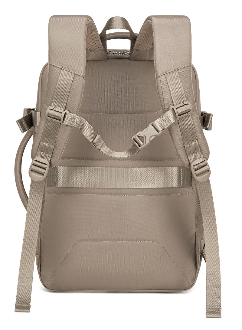 شانتريا حقيبة ظهر لاب توب قابلة للتوسيع للنساء مقاومة للماء متعددة الوظائف مضادة للسرقة بفتحة  درجة وجيب مقاوم للماء - كاكي - Image 3