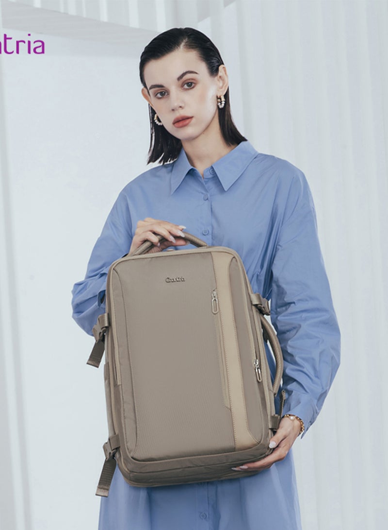 شانتريا حقيبة ظهر لاب توب قابلة للتوسيع للنساء مقاومة للماء متعددة الوظائف مضادة للسرقة بفتحة  درجة وجيب مقاوم للماء - كاكي - Image 5
