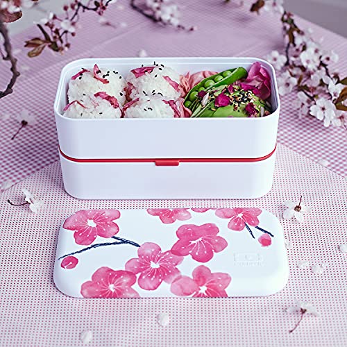 monbento - Bento Box Adult MB Original Blossom - 2 Leakproof Compartments - Stackable Lunch Box Perfect for Work/Picnic/Sports - BPA Free Food Containers - Microwave & Dishwasher Safe - Red & White - Image 5