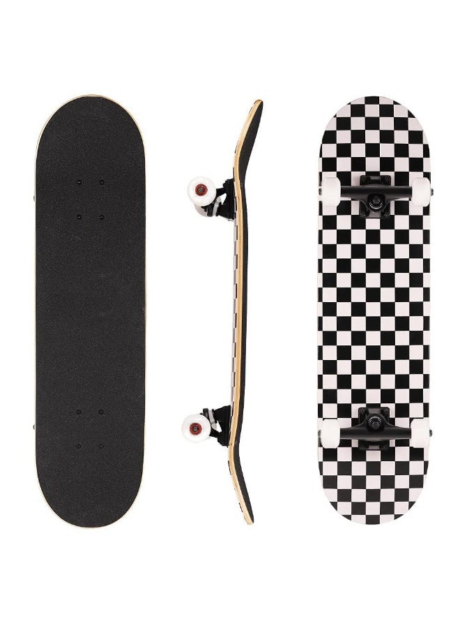 Bukela 80cmx20cm Skating Board  Beginner Skateboard 7 Ply Maple Deck Complete With High Elastic PU Wheels for Adults Teens Youths Kids Boys and Girls - Image 1