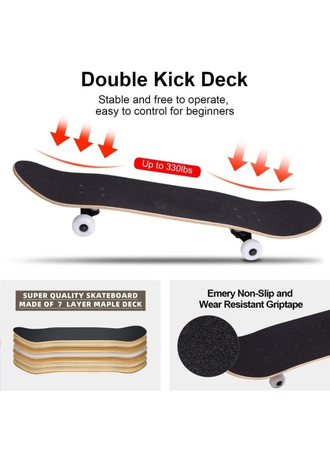 Bukela 80cmx20cm Skating Board  Beginner Skateboard 7 Ply Maple Deck Complete With High Elastic PU Wheels for Adults Teens Youths Kids Boys and Girls - Image 3