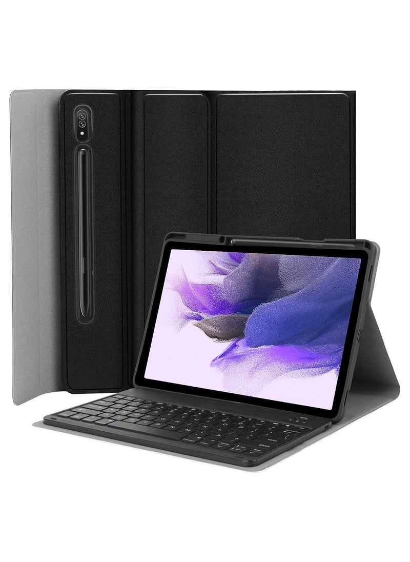 ELTRAZONE حافظة لوحة مفاتيح لجهاز Samsung-Galaxy-Tab S8+ S7 FE S7+ مقاس 12.4 بوصة - حافظة مع غطاء لوحة مفاتيح لاسلكية قابلة للفصل لجهاز Galaxy Tab S8+ SM-X800/X806 2022 S7 FE SM-T730/T738 2021 S7+ 2020  - Image 1