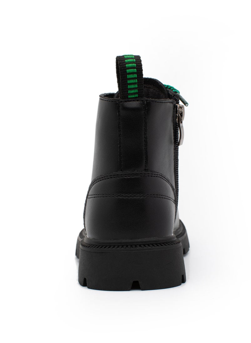 Lucky Kids - Lucky Kids Unisex Synthetic Leather Winter Ankle Boots With Classic Lace Up & Side Zipper For Little Kids - Image 1