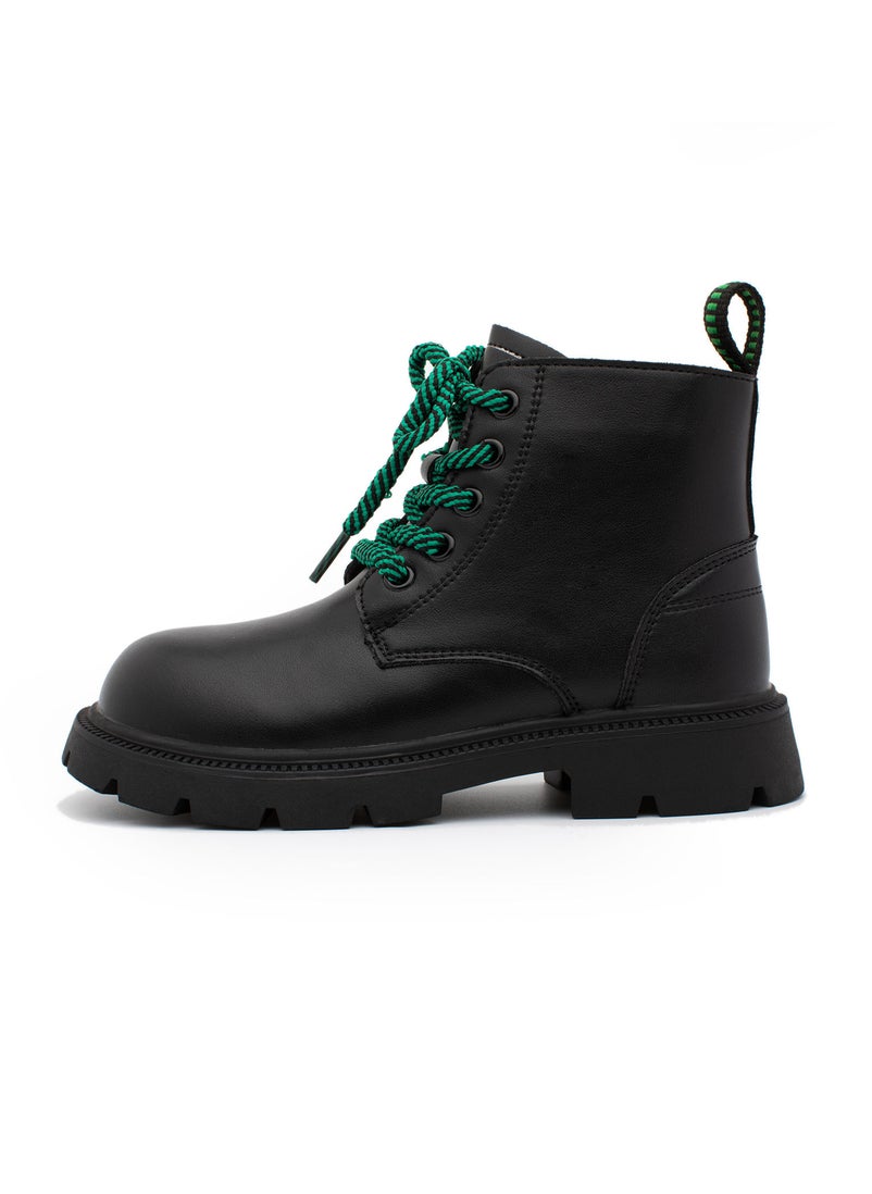 Lucky Kids - Lucky Kids Unisex Synthetic Leather Winter Ankle Boots With Classic Lace Up & Side Zipper For Little Kids - Image 1