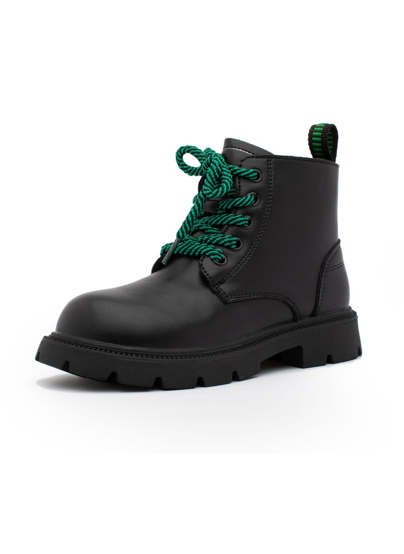 Lucky Kids - Lucky Kids Unisex Synthetic Leather Winter Ankle Boots With Classic Lace Up & Side Zipper For Little Kids - Image 1