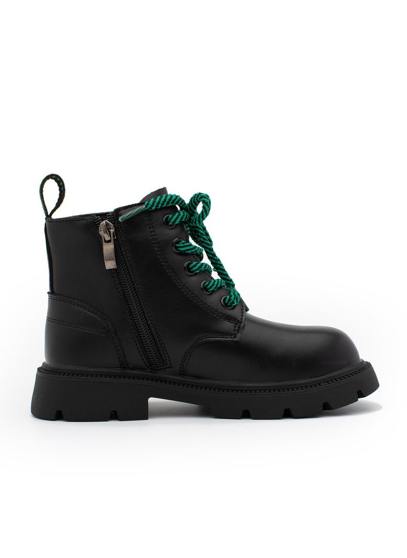 Lucky Kids - Lucky Kids Unisex Synthetic Leather Winter Ankle Boots With Classic Lace Up & Side Zipper For Little Kids - Image 1