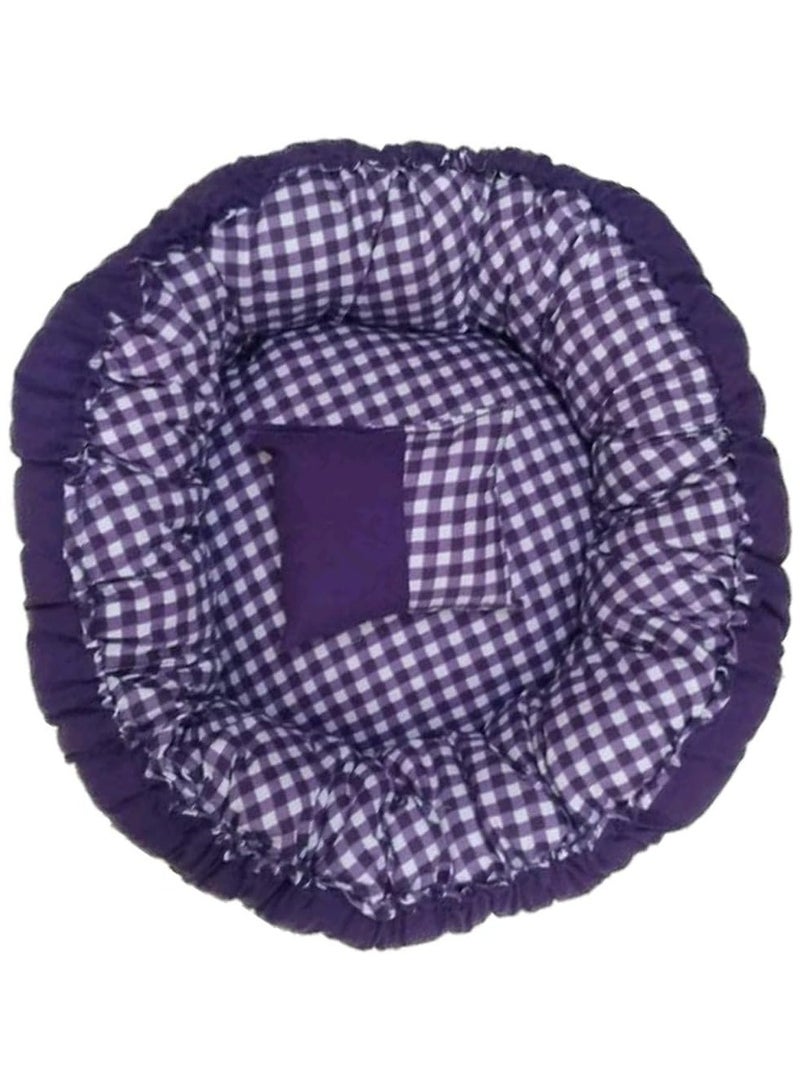 مورو مورو عش كلب مدور قطن – سرير مريح قابل للعكس للقطط والكلاب الصغيرة - Image 2