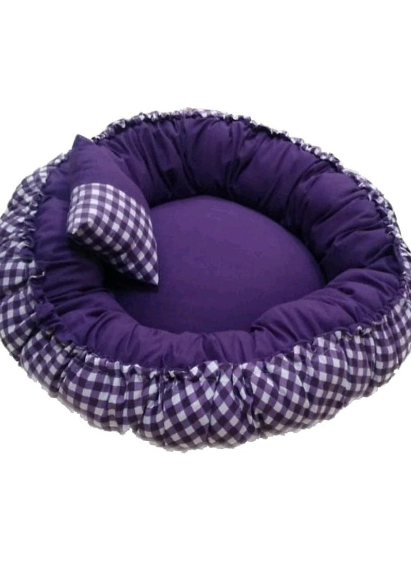 مورو مورو عش كلب مدور قطن – سرير مريح قابل للعكس للقطط والكلاب الصغيرة - Image 5