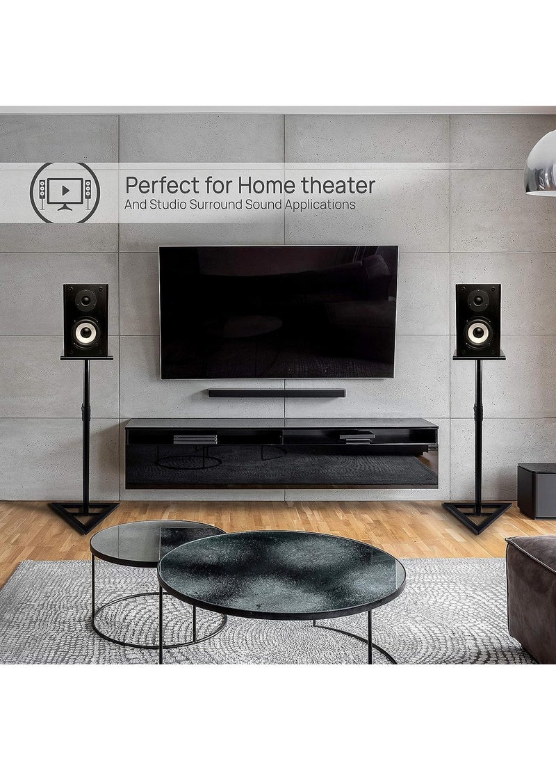 ET-LIFE Speaker Stand Pair of Sound - Telescoping Height Adjustable from 68cm-116cm, High Heavy Duty Three-point Triangle Base with 22cm Square Platform, Black  - Image 4